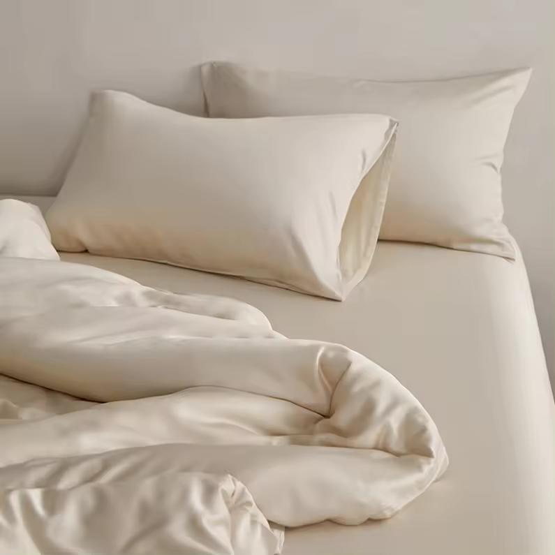 Moonlight Pearl Silk Neutral Haven Duvet Cover Set